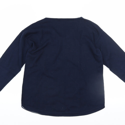 White Stuff Women's Blue V-Neck Cotton Jumper UK 12