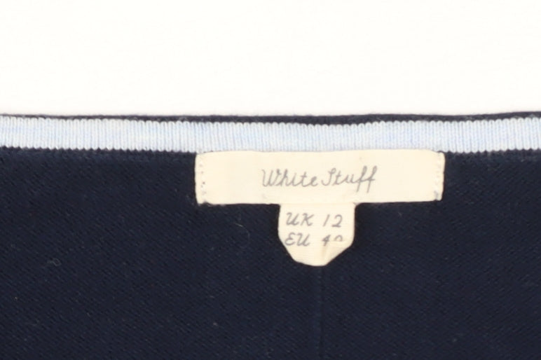 White Stuff Women's Blue V-Neck Cotton Jumper UK 12