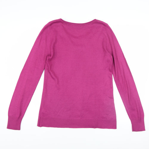 Marks and Spencer Women's Pink Sequin Round Neck Jumper Size 10