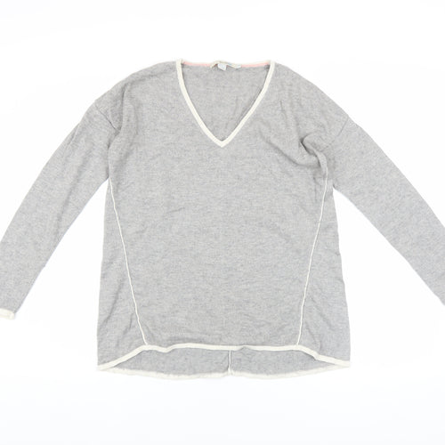 Boden Women's Grey V-Neck Wool Blend Pullover Jumper Size S