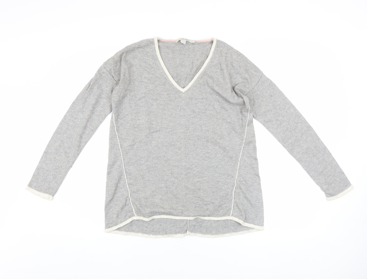 Boden Women's Grey V-Neck Wool Blend Pullover Jumper Size S