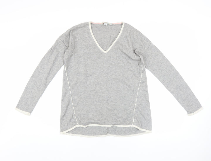 Boden Women's Grey V-Neck Wool Blend Pullover Jumper Size S