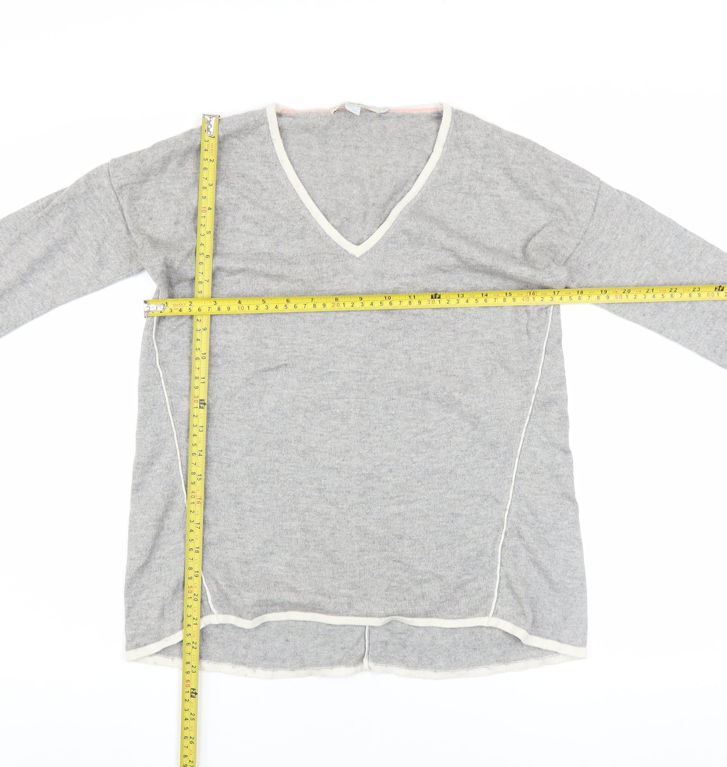 Boden Women's Grey V-Neck Wool Blend Pullover Jumper Size S