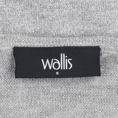 Wallis Women’s Grey Beaded V-Neck Short Sleeve Knit Blouse Size S