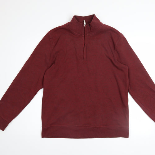 Lincoln Men's Red 1/4 Zip Mock Neck Sweatshirt Size M