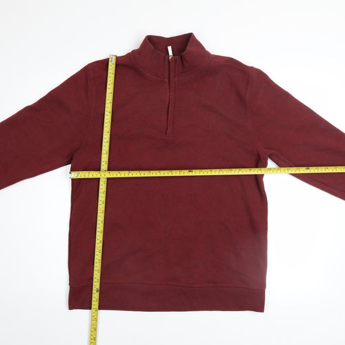 Lincoln Men's Red 1/4 Zip Mock Neck Sweatshirt Size M