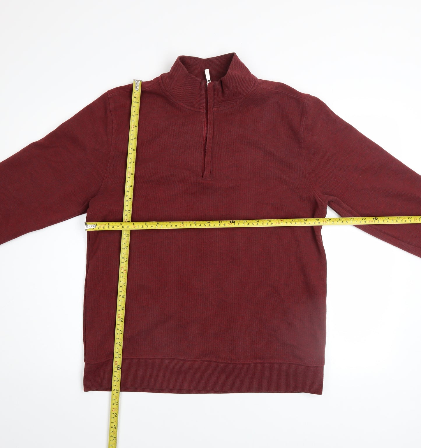 Lincoln Men's Red 1/4 Zip Mock Neck Sweatshirt Size M