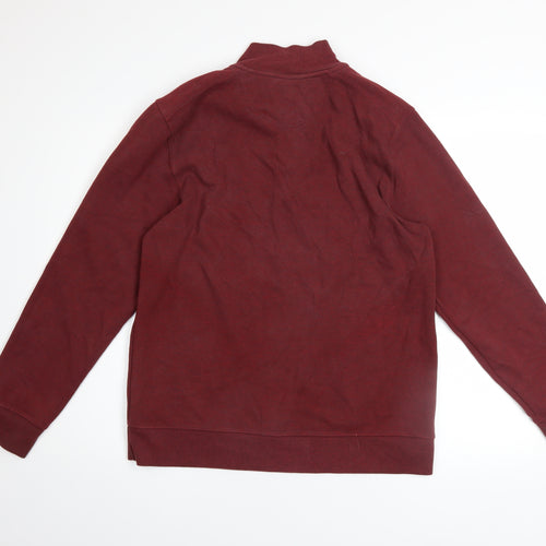 Lincoln Men's Red 1/4 Zip Mock Neck Sweatshirt Size M