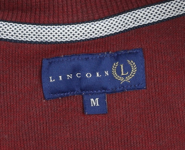 Lincoln Men's Red 1/4 Zip Mock Neck Sweatshirt Size M