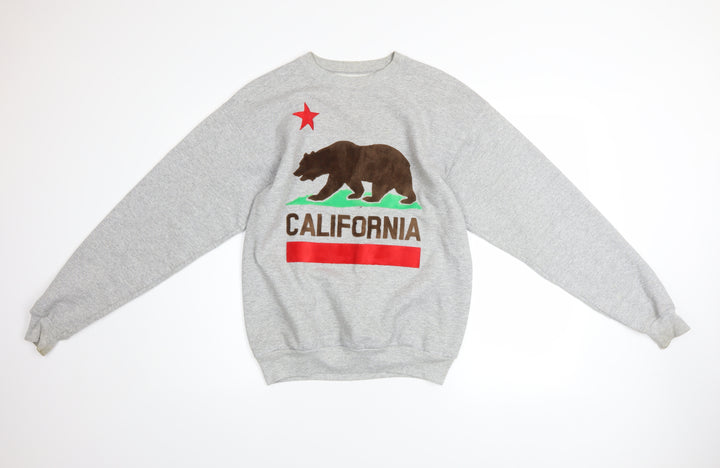 Hanes Men’s Grey California Bear Graphic Pullover Sweatshirt Size S