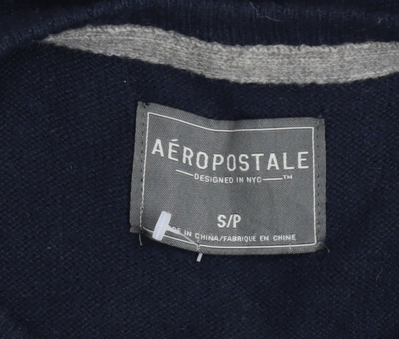 Aéropostale Men's Blue Skull Candy Cane Pullover Jumper Size S