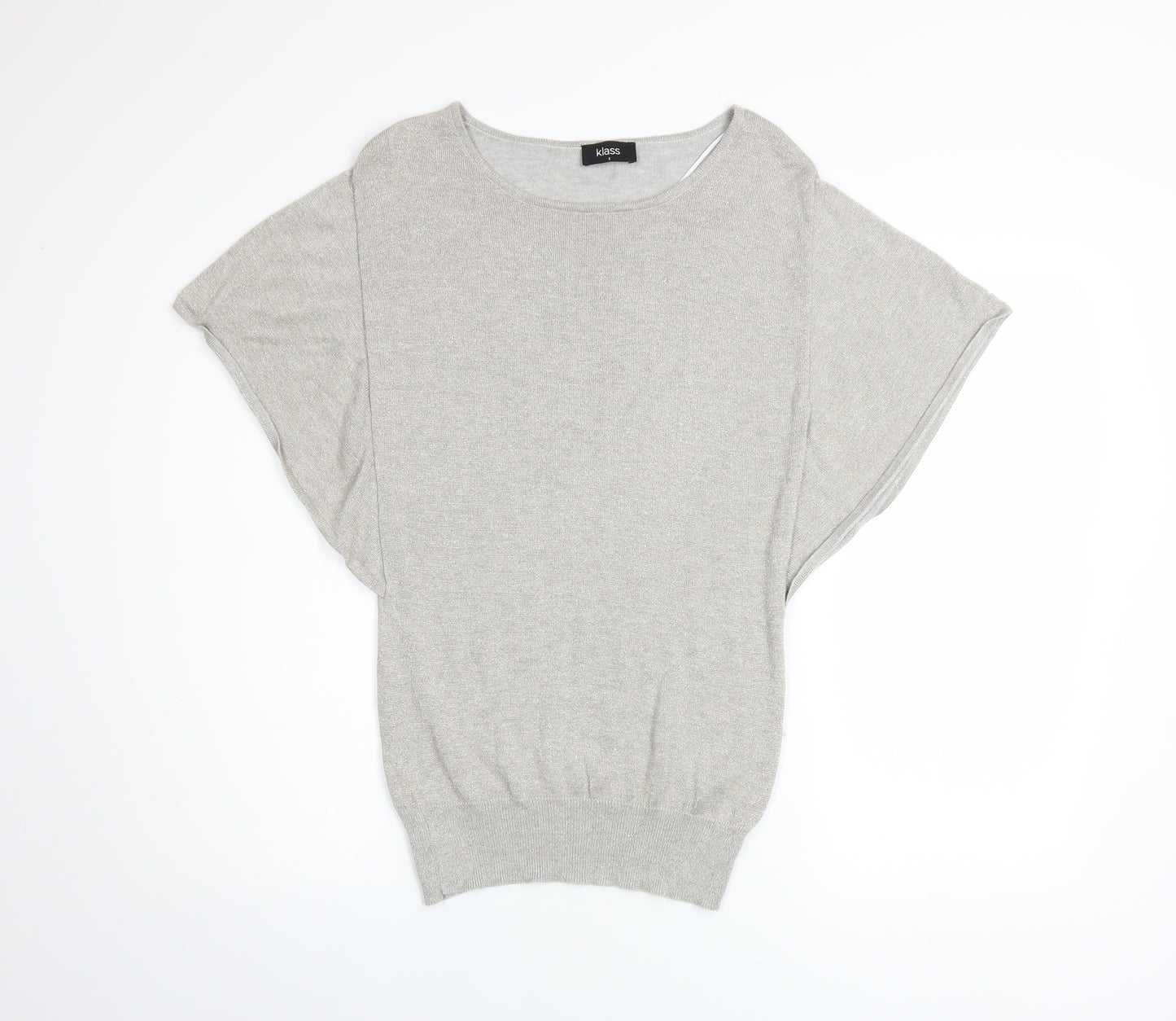 Klass Women’s Grey Knit Dolman Sleeve Short Sleeve Blouse Size S
