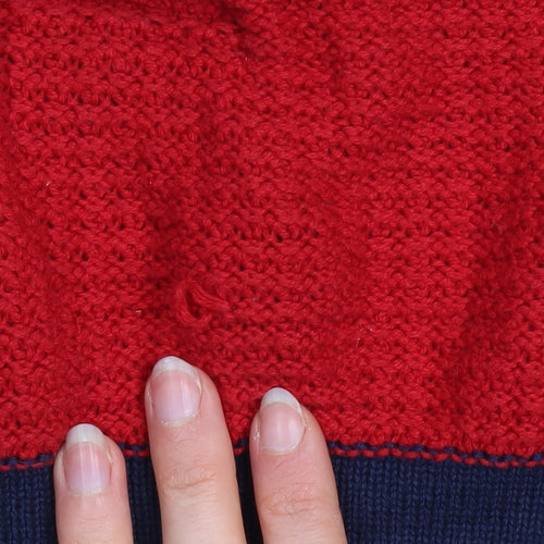 Country Rose Women Red Navy Striped Cotton Crew Neck Jumper M