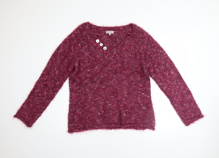 Marks and Spencer Per Una Women's Purple L V-Neck Long Sleeve Jumper