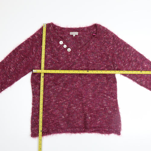 Marks and Spencer Per Una Women's Purple L V-Neck Long Sleeve Jumper