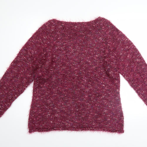 Marks and Spencer Per Una Women's Purple L V-Neck Long Sleeve Jumper