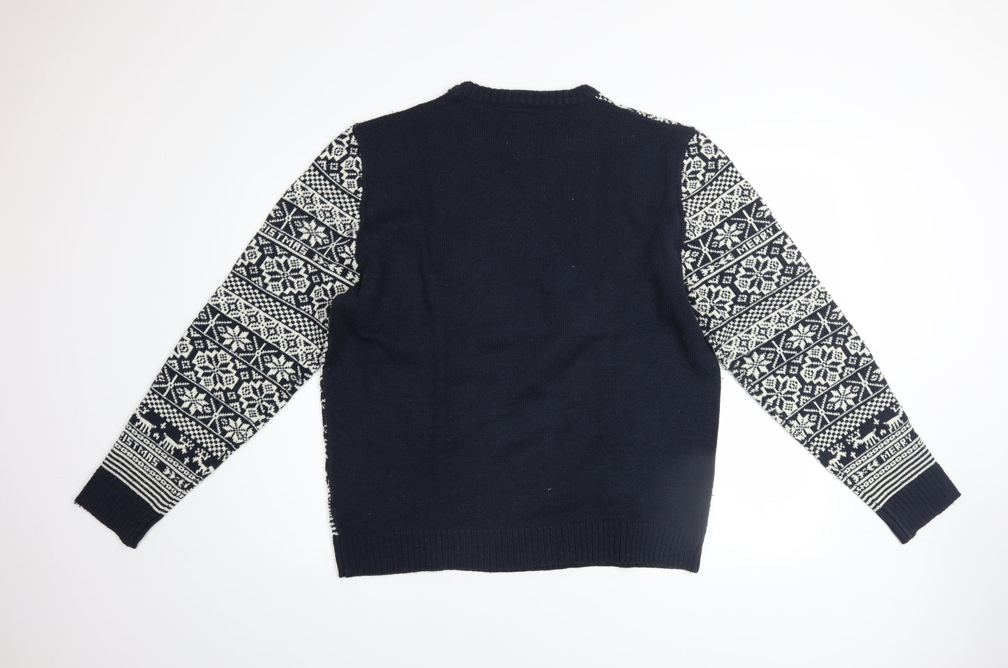 Lee Cooper Mens Blue Fair Isle Christmas Jumper Size L