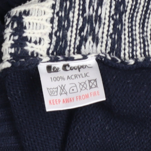 Lee Cooper Mens Blue Fair Isle Christmas Jumper Size L