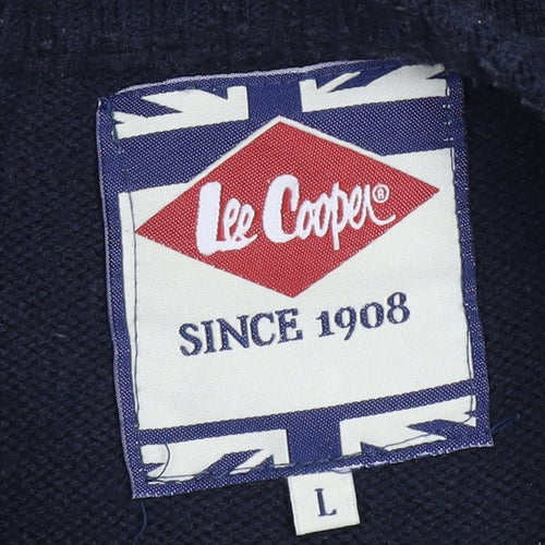 Lee Cooper Mens Blue Fair Isle Christmas Jumper Size L