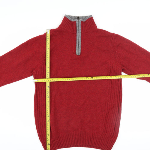 Next Men's Red Wool Blend 1/2 Zip Jumper Size S