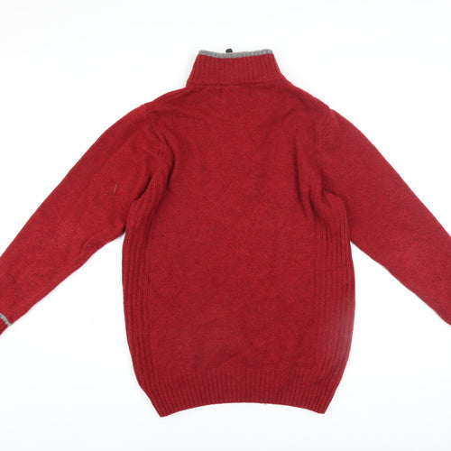 Next Men's Red Wool Blend 1/2 Zip Jumper Size S