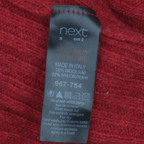 Next Men's Red Wool Blend 1/2 Zip Jumper Size S