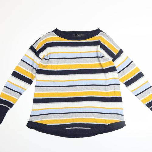 Bonmarché Womens Multicoloured Striped Jumper Size 14 Boat Neck Knitwear