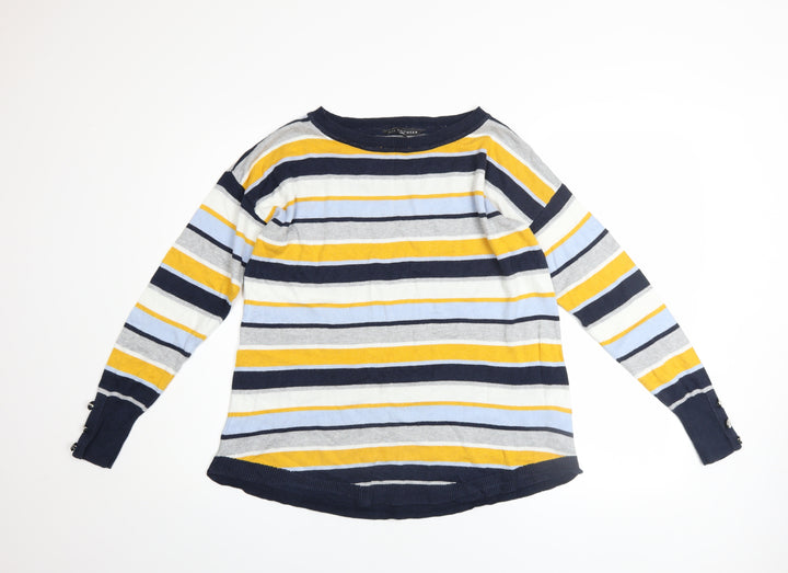 Bonmarché Womens Multicoloured Striped Jumper Size 14 Boat Neck Knitwear