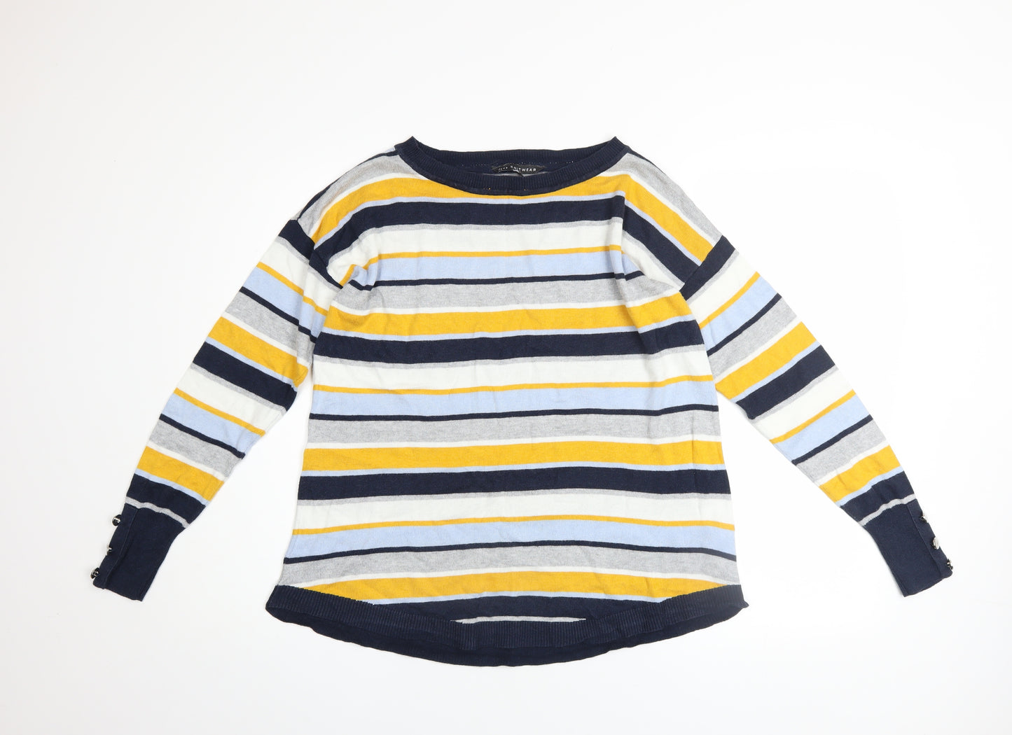 Bonmarché Womens Multicoloured Striped Jumper Size 14 Boat Neck Knitwear