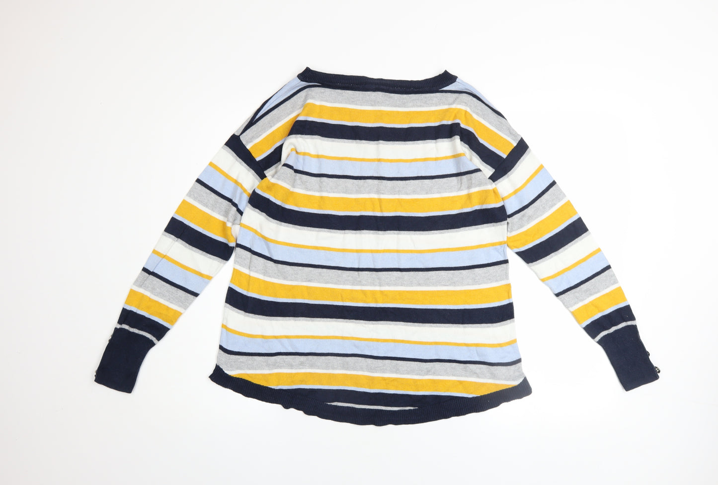Bonmarché Womens Multicoloured Striped Jumper Size 14 Boat Neck Knitwear