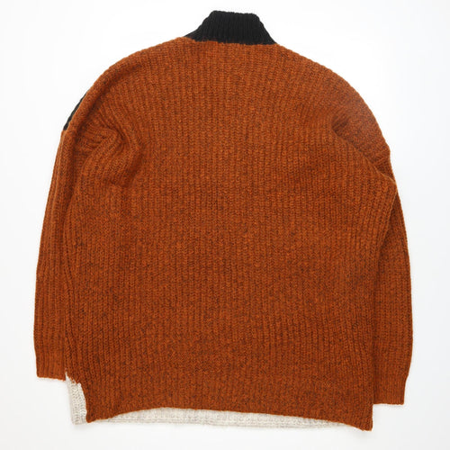 Y.A.S Unisex Black Brown Ivory Chunky Knit High Neck Jumper XL