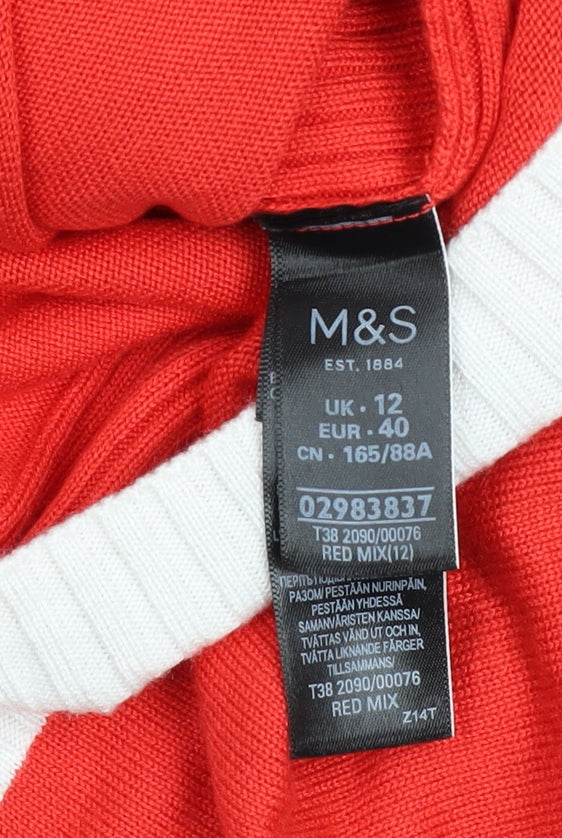 Marks and Spencer Women’s Red Mock Neck Knit Jumper Size 12