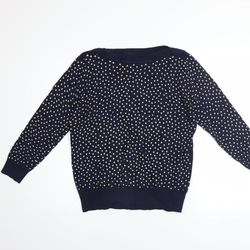 M&Co Women’s Blue Polka Dot Cotton Knit Jumper UK12