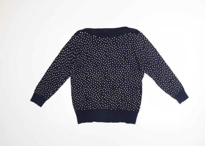 M&Co Women’s Blue Polka Dot Cotton Knit Jumper UK12
