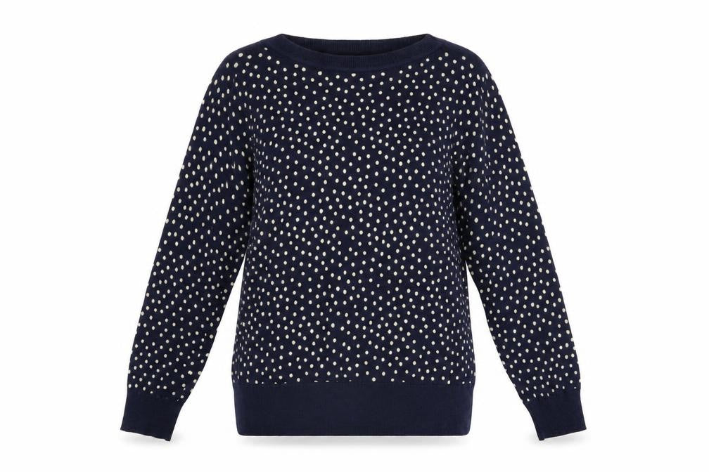M&Co Women’s Blue Polka Dot Cotton Knit Jumper UK12