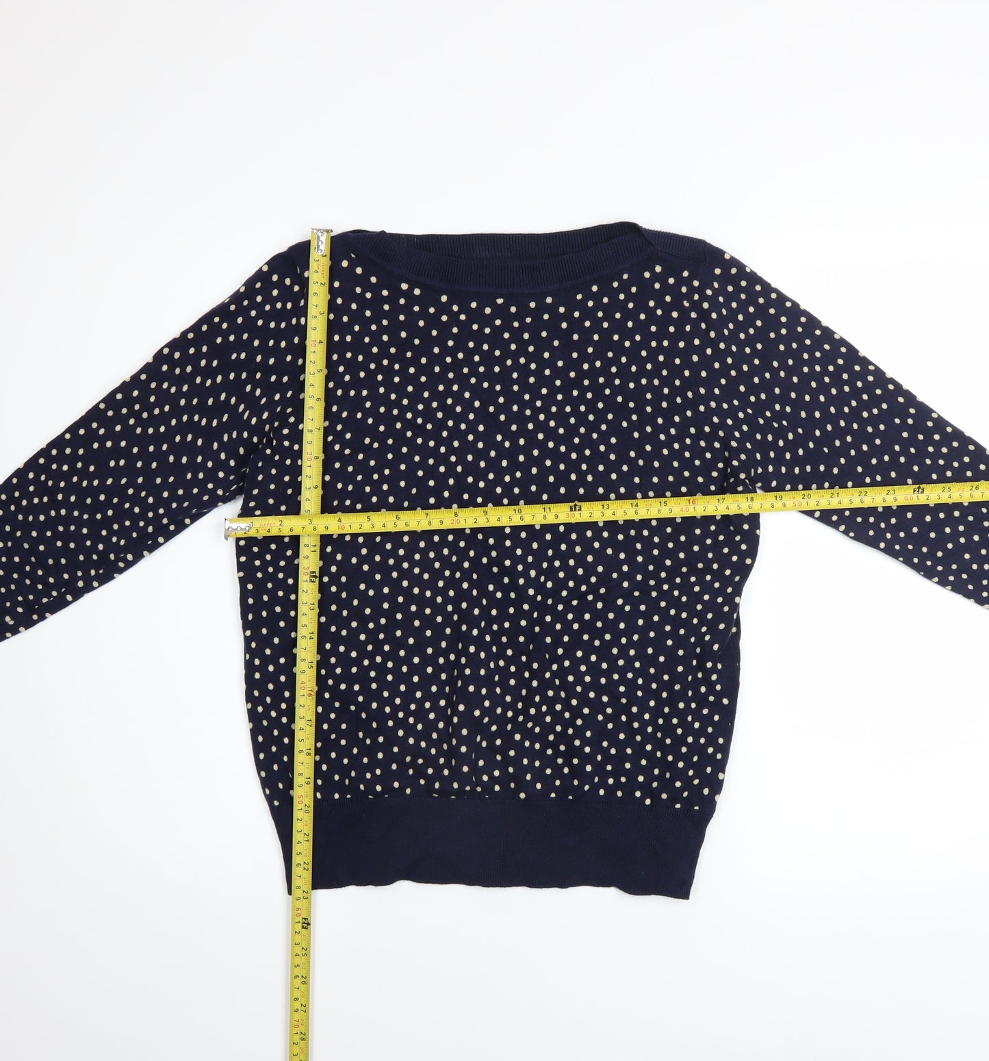 M&Co Women’s Blue Polka Dot Cotton Knit Jumper UK12