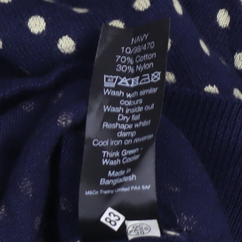 M&Co Women’s Blue Polka Dot Cotton Knit Jumper UK12