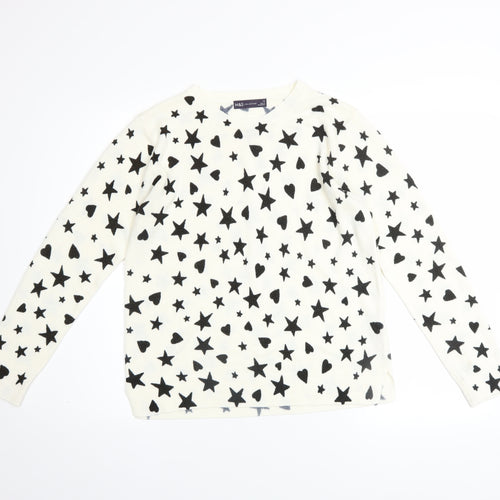 Marks and Spencer Women’s Ivory Star Print Acrylic Jumper Size 14