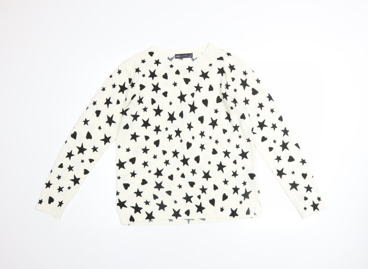 Marks and Spencer Women’s Ivory Star Print Acrylic Jumper Size 14