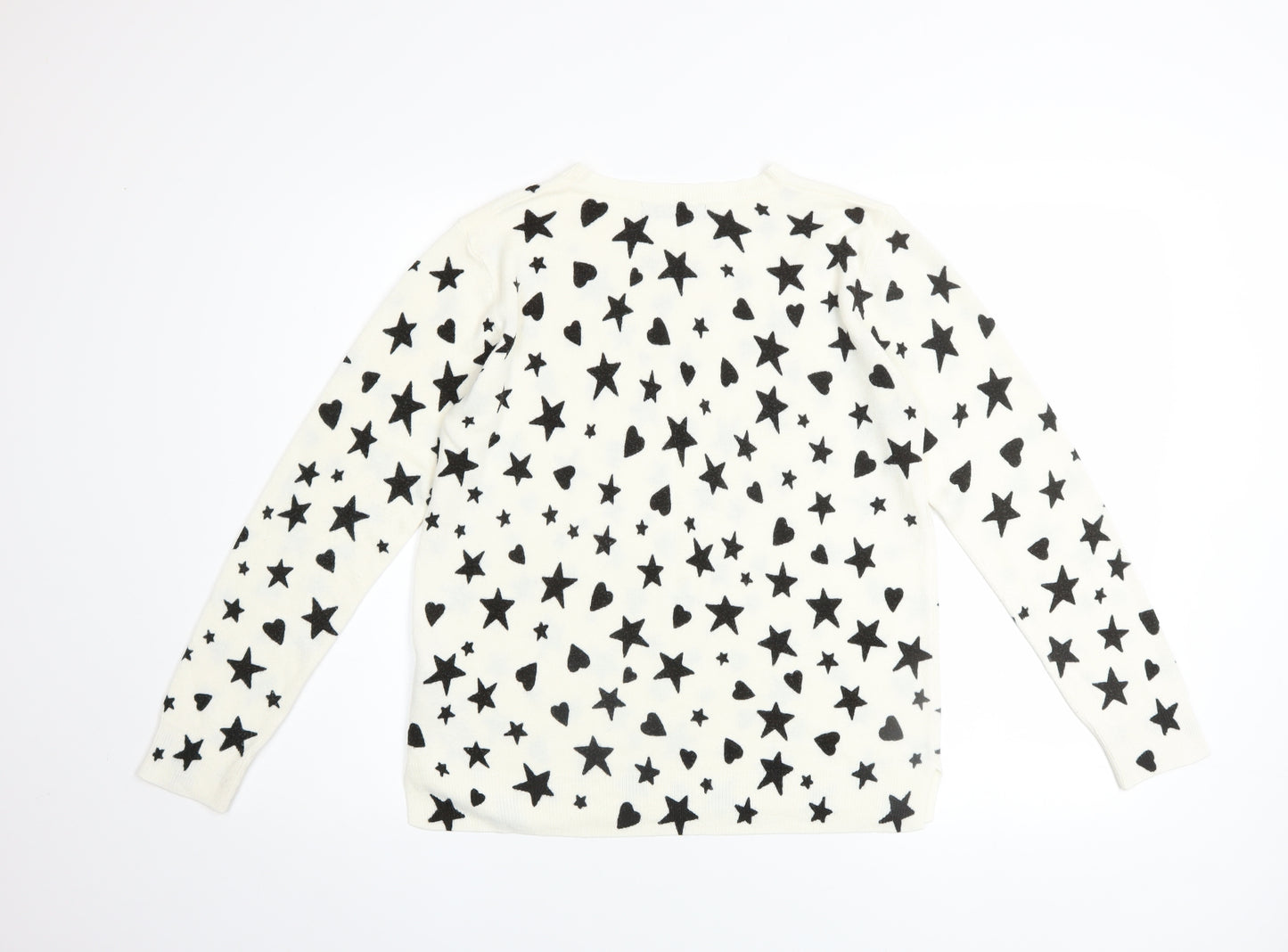 Marks and Spencer Women’s Ivory Star Print Acrylic Jumper Size 14