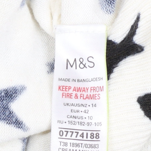 Marks and Spencer Women’s Ivory Star Print Acrylic Jumper Size 14