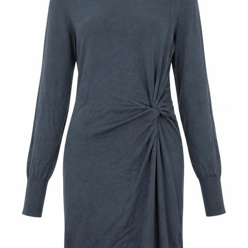Next Women Grey Long Sleeve Ruched Bodycon Knit Dress Size 8