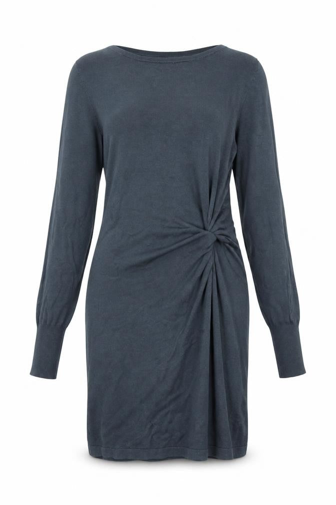 Next Women Grey Long Sleeve Ruched Bodycon Knit Dress Size 8