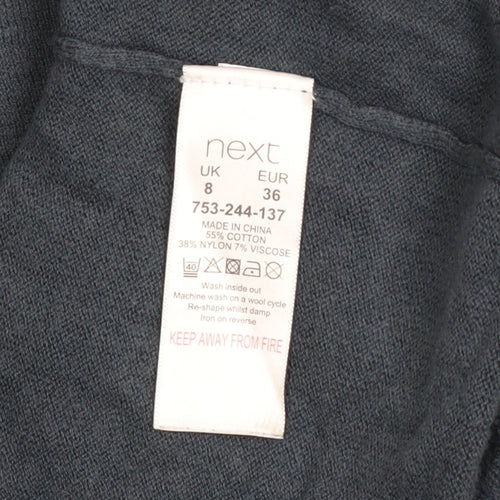 Next Women Grey Long Sleeve Ruched Bodycon Knit Dress Size 8