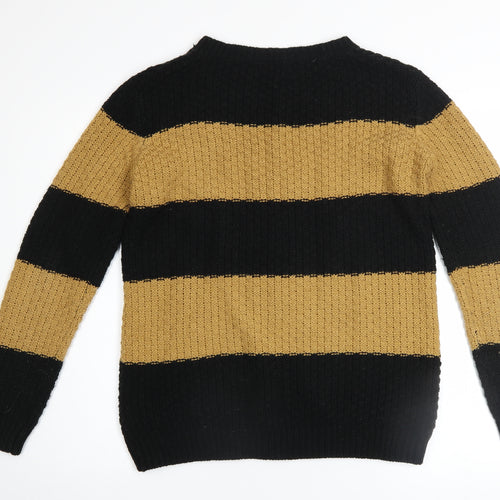 Forever 21 Women’s Black Beige Striped Cable Knit Jumper Medium