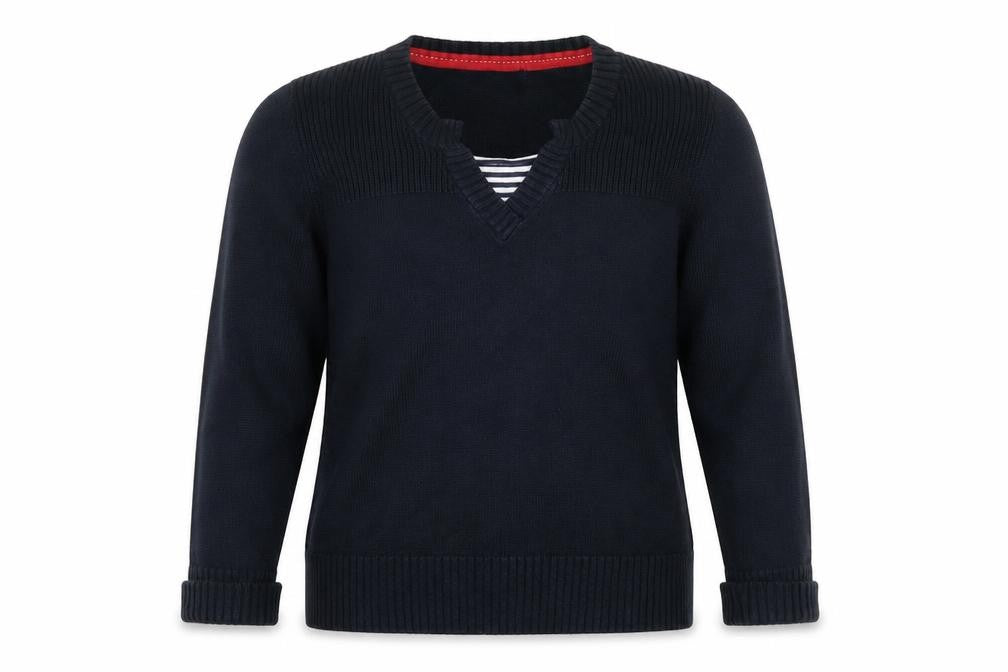 Front view of Marks & Spencer Women's Blue V-Neck Cotton Jumper, size 14