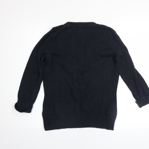 Marks and Spencer Women's Blue V-Neck Cotton Jumper Size 14
