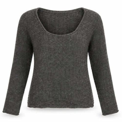 Next Women Grey Open-Knit Scoop Neck Jumper UK 14