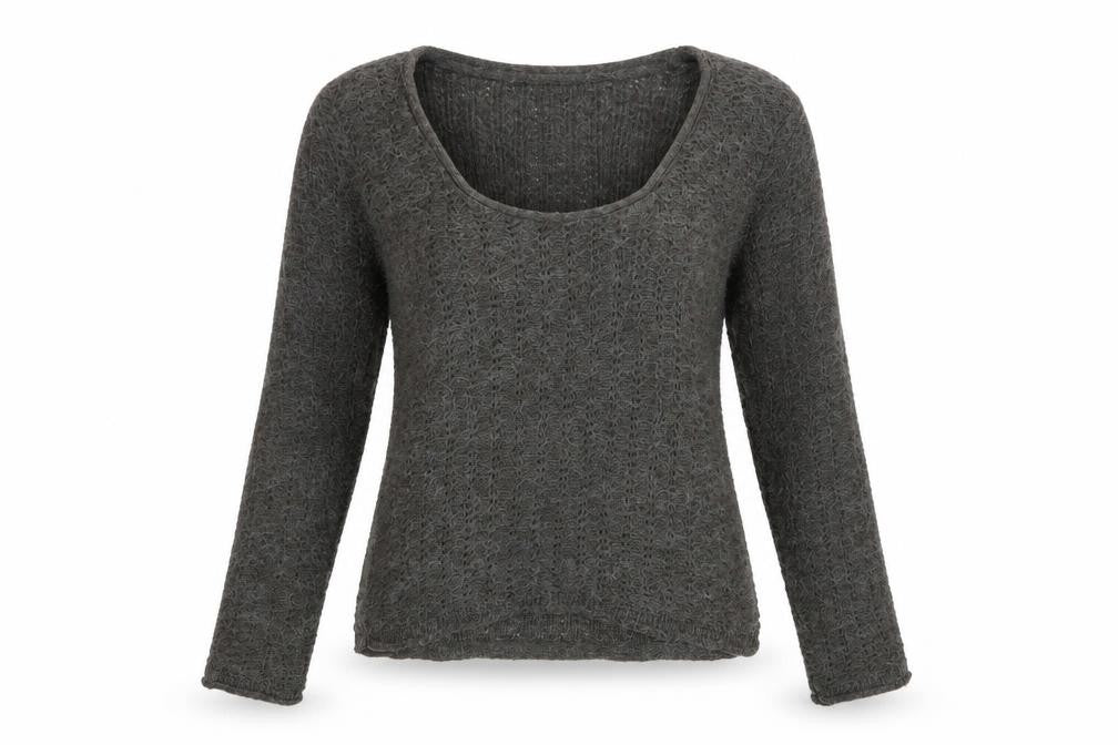 Next Women Grey Open-Knit Scoop Neck Jumper UK 14