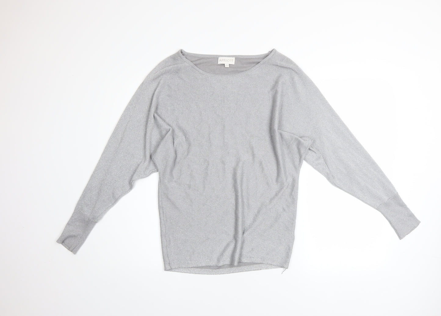 Apricot Women’s Grey Metallic Knit Boat Neck Pullover Jumper Size 8